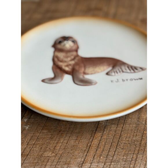 1979 Akiku Seal Pup Plate River Shore Ltd First Issue #4355 Wildlife Art - Picture 6 of 13